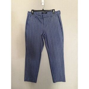 Liverpool Blue Herringbone Pants 12/31 Blue Womens Stretchy Pockets Mid Rise